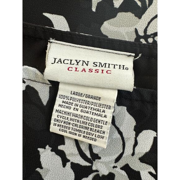 Jaclyn Smith Vintage 90s Black and White Floral Midi Slip Skirt size Large - Picture 3 of 7